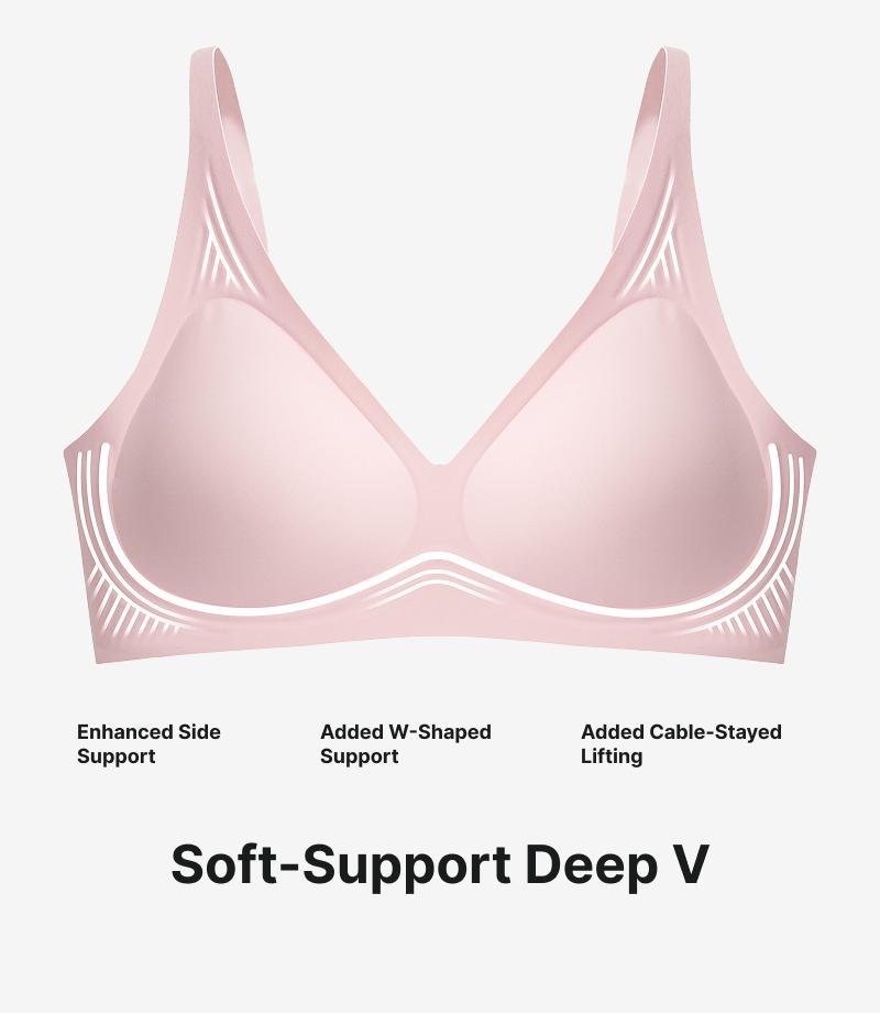 BodyTips Soft Support Deep V Wireless Bra Fit Design Lightweight Feel Natural Lift Smooth Finish Bra Popular Underwear Versatile Bra For Daily Wear Work Office Home Lounge Casual Outfit Layering Inner Wear Outer All Day Use Clean Look Flexible Structure