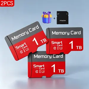 2 Sets 1TB Micro TF SD Cards for Car Audio, Durable SD Memory Card for Dash Cams, MicroSDXC Card for Security Cameras, Micro SD Card for Mobile Phones, SD Card with Adapter for PC & Data Storage