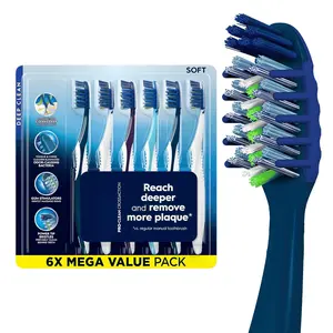 Pro Clean Cross Action Toothbrushes, Deep Plaque Removal, 6 Count