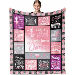 1pc Dancer gift blanket, dancer gifts for girls teens, just a girl who loves dancing, dance blanket, dancer gifts for girls, dance gifts for teachers, ballerina gift flannel throw blanket, Slogan print blanket