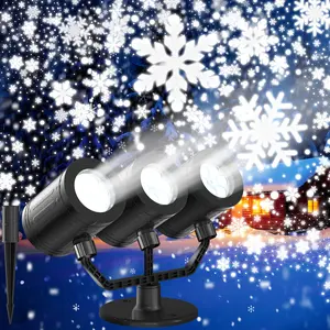 Lurious 2025 Upgraded 3-Head Outdoor Waterproof LED Snowfall Projector SW-PL-14 with Timer for Christmas Decorations Garden Light & Patio Lights