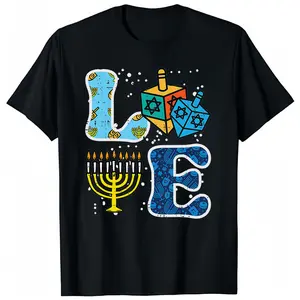 Menorah Hanukkah Love Dreidel Sweatshirt for Men Women Kids Unisex Round Neck