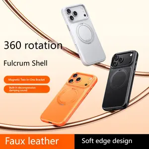 Magnetic Faux Leather-Texture Phone Case for Apple iPhone 17/17 Pro/17 Pro Max/16/16 Pro/16 Max - 360-Degree Pivot, Luxury-Style, Shockproof, Premium Lightweight, Couple-Friendly Protective Case