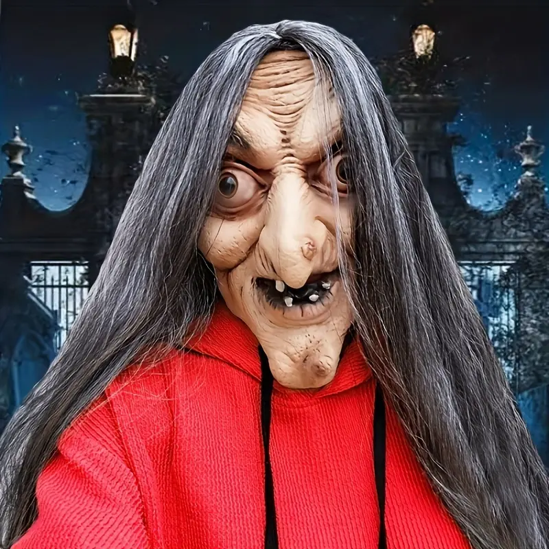 Halloween Flesh Witch Mask Props Silicone Creepy Spooky