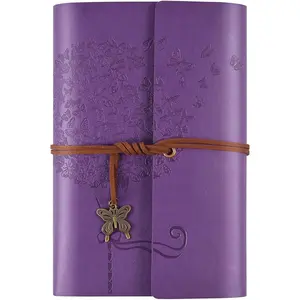 Leather Journal Notebook, Refillable Writing Journal Diary Planner for Women Girls (Purple, A6 7.3'' x 5.1'')