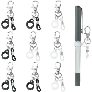 10 count Pen Clips  Pen Holder Clip Pen Holder Clips with Lobster Clasp Badge for Lanyard Badge Reel Clips Pen Converter Badge Reel Accessories (Black+White)