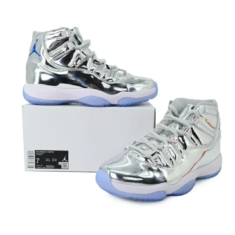 Silver Metallic Patent High Top Basketball Sneakers, Men Shiny Mirror Surface Cushion Sole Street Performance Sports Shoes