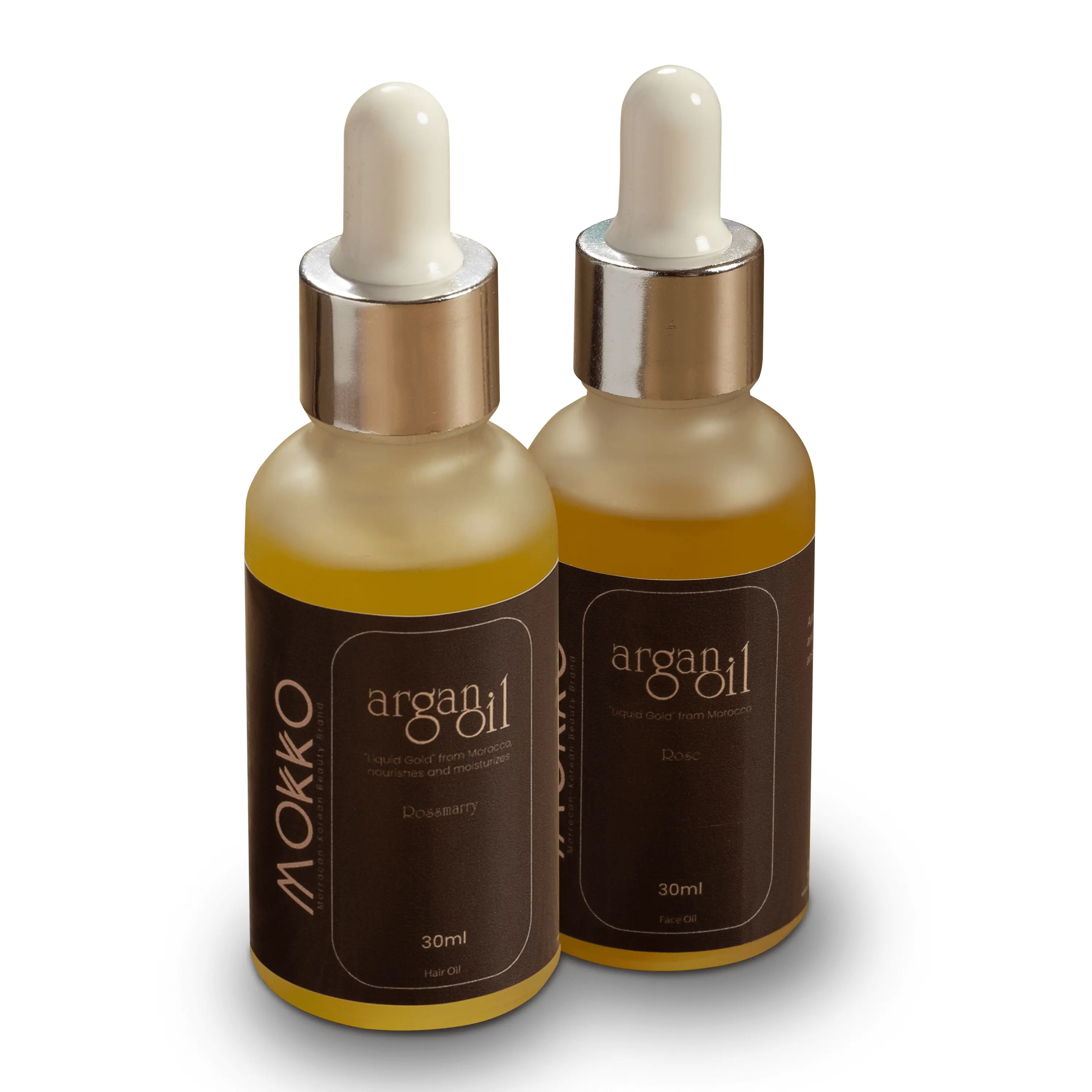 Mokko Argan Care Duo - Skin Glow & Nourish Oil - 30ml Each - Pure Moroccan Argan Oil for Radiant Skin & Hair - Hydrating & Shine Enhancing - All Skin & Hair Types