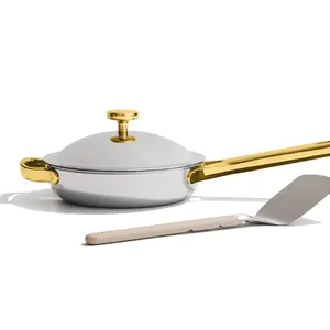 Titanium Mini Always Pan Pro - 8.5” (1.48 Qt) No-Coating Nonstick Skillet | Tri-Ply Titanium & Stainless Steel | Safe for Oven, Induction & Cooktops up to 750°F | Includes Spatula | Gold