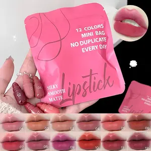 12-piece Matte Natural Lipstick Set, Capsule Lip Gloss, Rich Soft Smooth Pink, Red, Brown Lip Colors, Cute Mini Size, Easy to Apply, Long-lasting Makeup, Makeup Festival Nourishing Lipstick, Perfect Gift