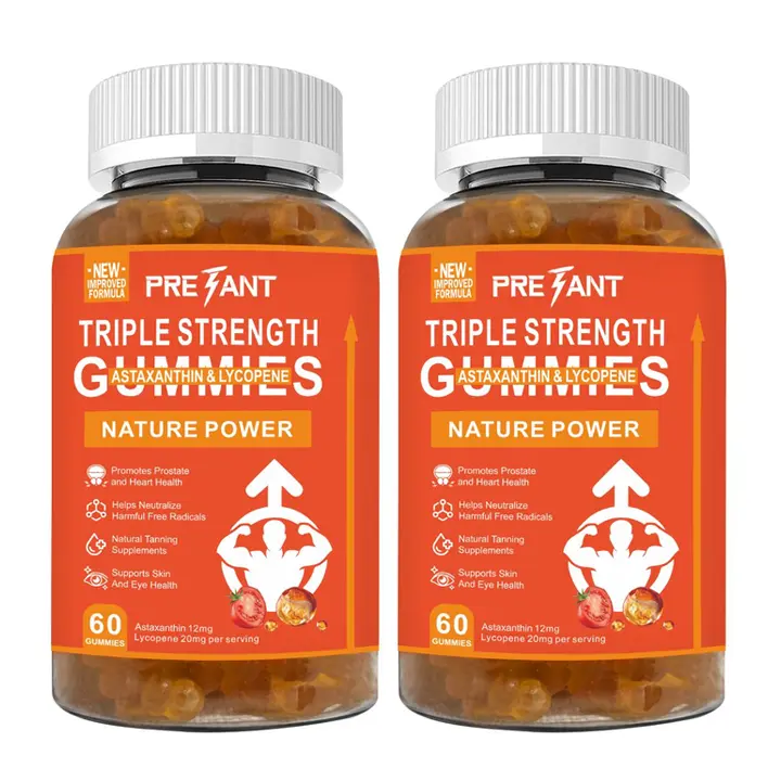 2X Pretant Antioxidant Complex Dietary Supplement - 12mg Astaxanthin, 20mg Lycopene, Natural Tanning Support, Natural Ingredients, Easy to Swallow, Fresh Source, 12Mg Per Serving Collagen Boosting Gummies