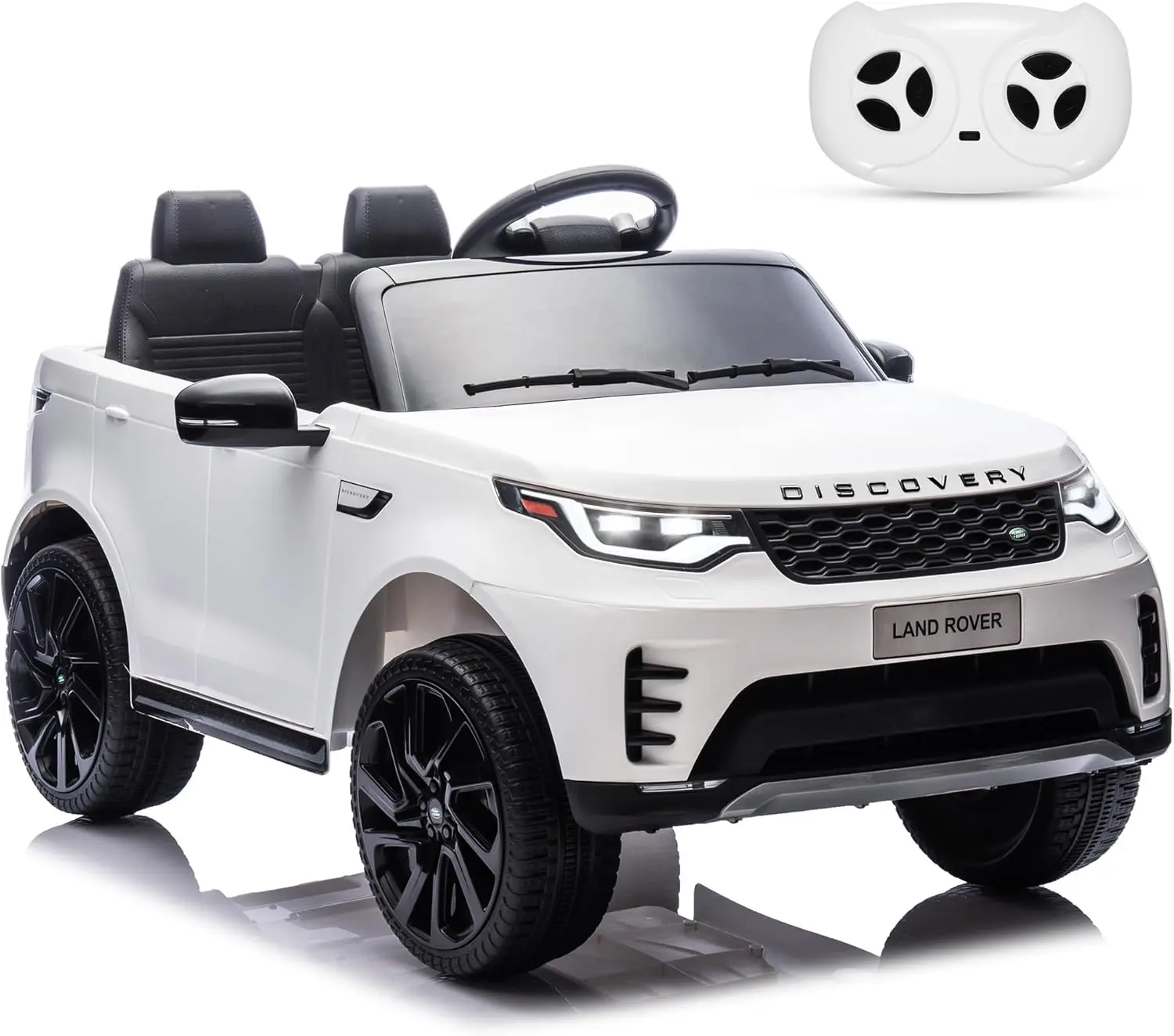 GAOMON Licensed 12V Land Rover Kids Ride On Car with Remote Control, Dual Motors, LED Lights, MP3, USB, FM Radio, Safety Features, Ride On Wheels (White)