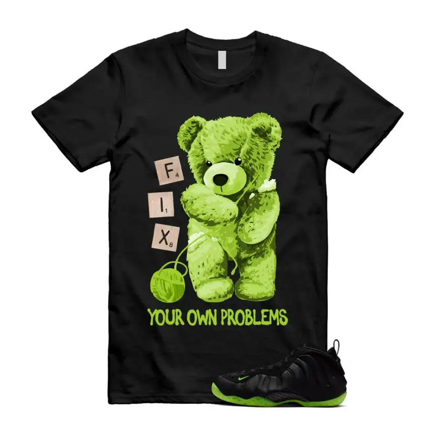 Foamposite Volt Black One T Shirt Match FIX, Foamposite Volt Black Outfit, Summer T shirt 100% Cotton, Casual Unisex Crew Neck T-Shirt, Design Printed T-Shirt