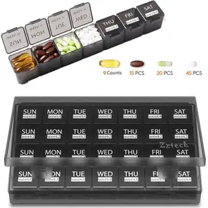4 Week Monthly Pill Organizer, 1 Set 28-day Large Capacity Pill Storage Box, Portable Pill Organizer, Medicine Organizer for Vitamin, Fish Oil, Supplement