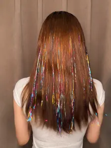 Shiny Threads Glitter Hair Tinsel Kit Multi-color Silk Hair Glitter String Extensions Accessories for Women Headdress
