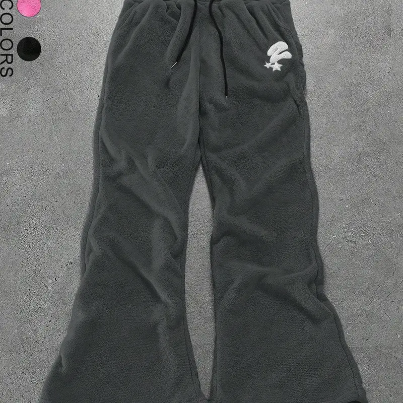 Men's Number & Star Patch Pants, Casual Comfy Soft Trousers for Spring & Fall, Fashion Unisex's Bottoms for Daily Wear