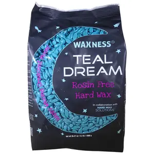 Waxness Teal Dream Rosin Free Sparkly Hard Wax 2.2 lb / 1 kg - For Hair Removal - Rosin Free - Demi Creamy - Not Scented