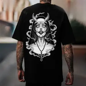 Evil Devil Nun unisex shirt, Hoodie, Sweatshirt, Spooky Season, October Vibes Only, bold graphic tee, graphic tee shirt, Aesthetic, Skeleton Graphic,Trendy, 90s, Daily Wear, spooky halloween shirt, tattoo tee