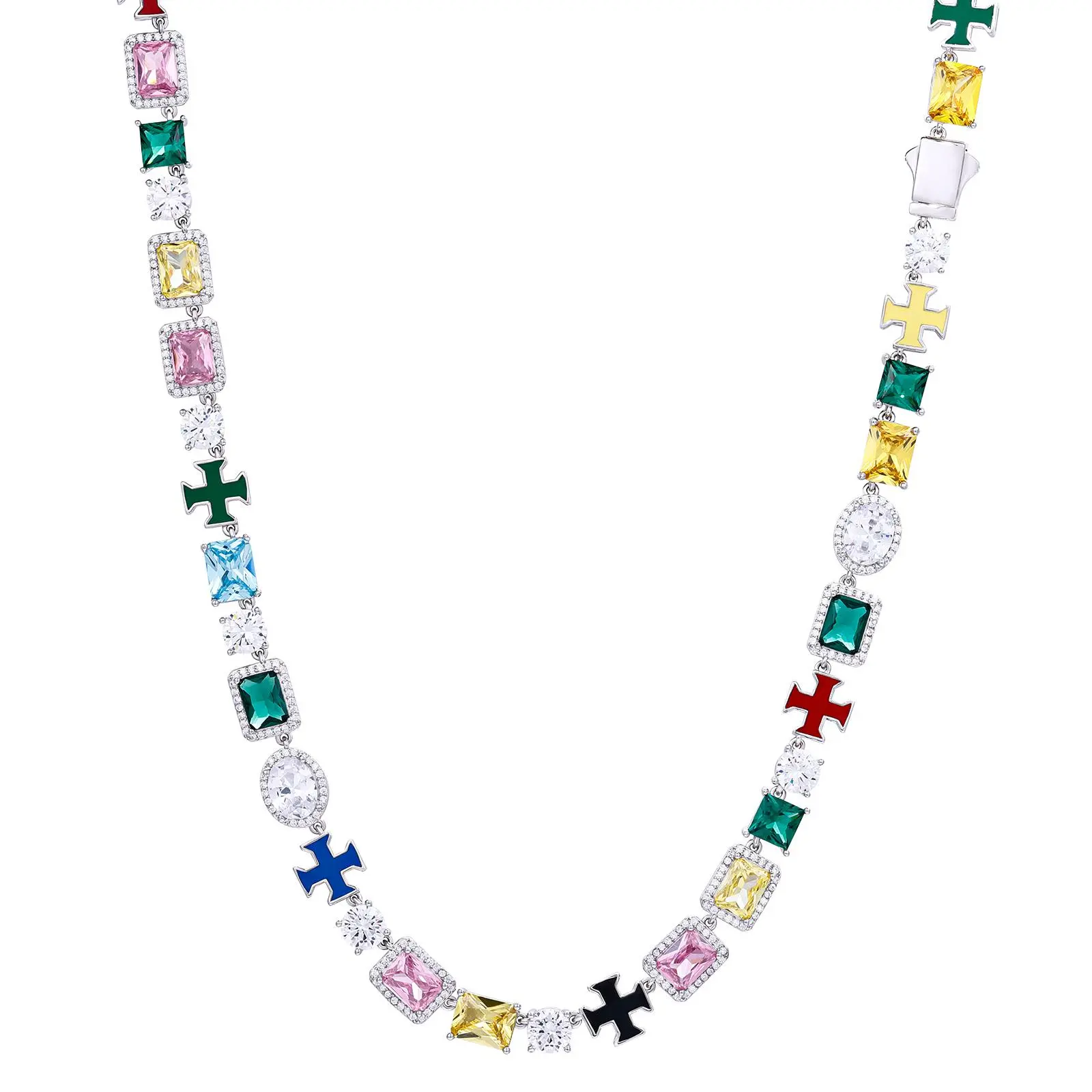 UCCIYO S925 Sterling Silver, Vibrant Cuban Style, Hip-Hop Aesthetic, Exquisite Jewelry, Luxurious Party Accessory, Perfect Holiday Gift Cuban Link Necklace Decorative Necklace 10MM Solstice Gemstone Necklace (Unisex) 【#NS9250038】