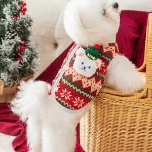 【HipiPet】Christmas Dog Sweater Jacket Thick Warm Vest for Small Dogs (Pomeranian/Yorkshire Terrier/Schnauzer), Great for Holidays and Family Photos