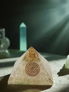 Botanica Supply Extra Large Selenite Orgonite Gemstone Pyramid 75 mm Healing Crystal for Meditation Enhances Healing Practices