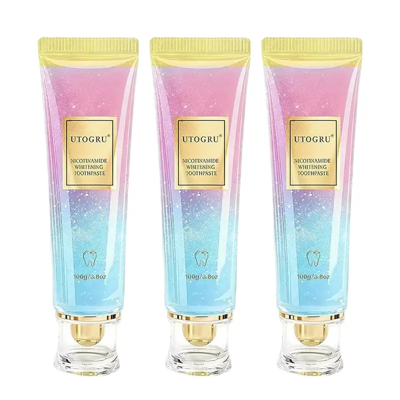 3pc Multi-Pack Niacinamide Teeth Whitening Toothpaste, Peppermint Flavor, Fluoride-Free, Enamel & Gum-Safe, Fresh Breath, Oral Care Product Intensive Niacinamidetoothpaste