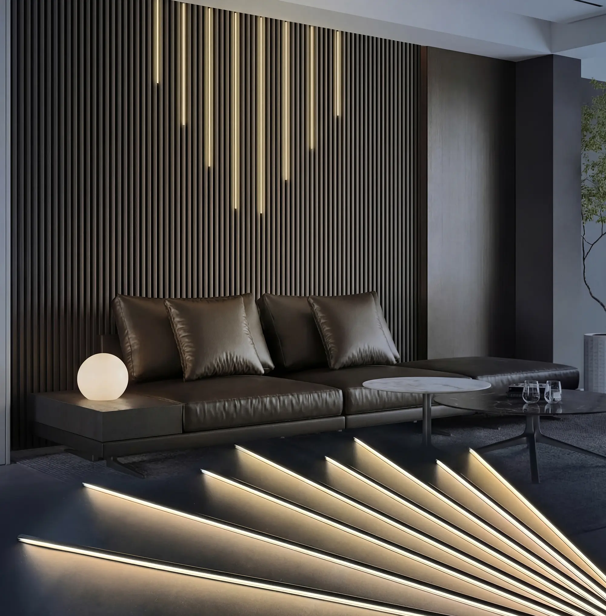 Premium Black Silicone Recessed Lights for Acoustic Wood Slat Wall Panels, 6 Pack Waterproof Flexible DIY LED Lighting Kit, 3000K Warm White