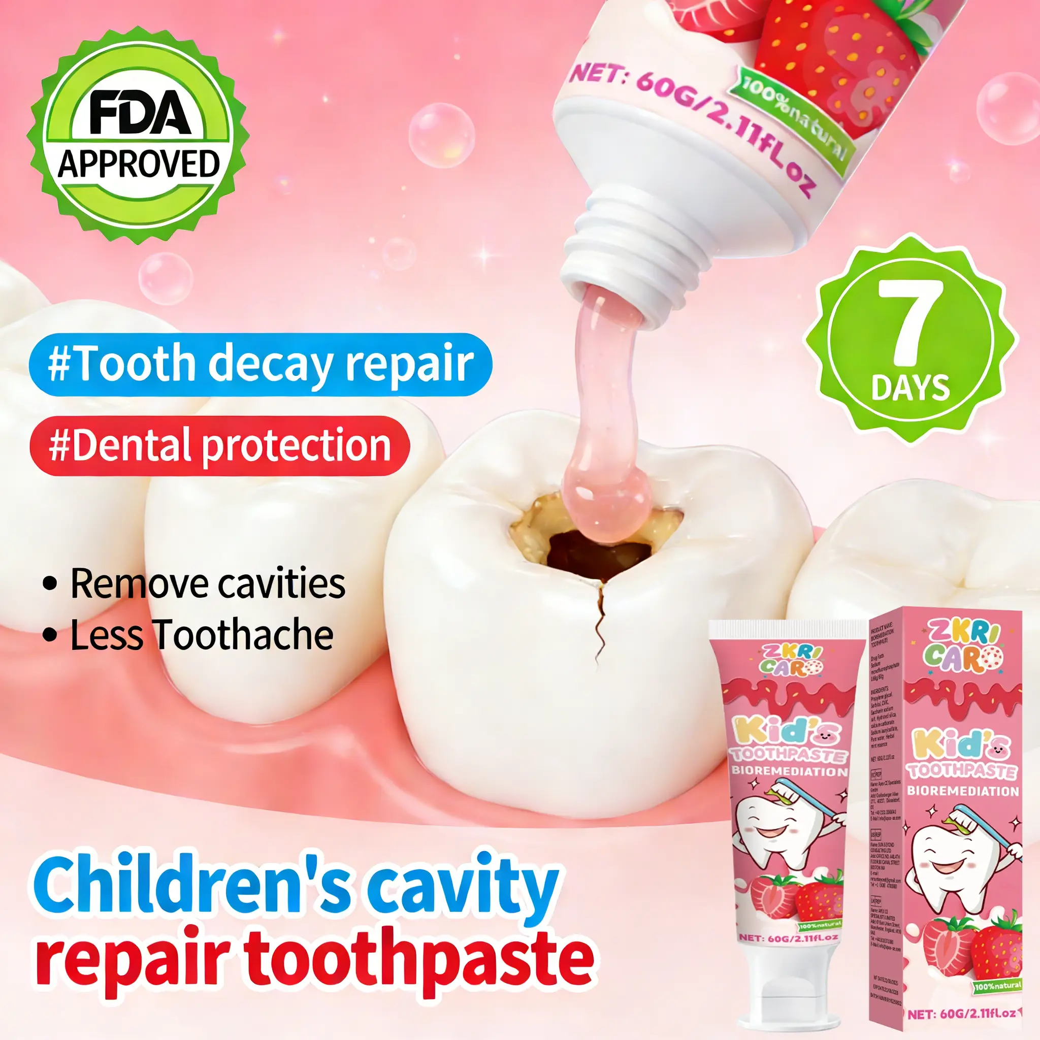 ZKRICARO Kids Toothpaste for Cavity Repair FDA Certified Strengthens ...