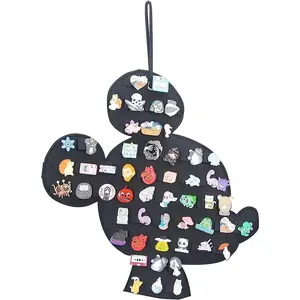 2-Pack Hanging Brooch Pin Organizer, Cute Black Mouse Display Holder
