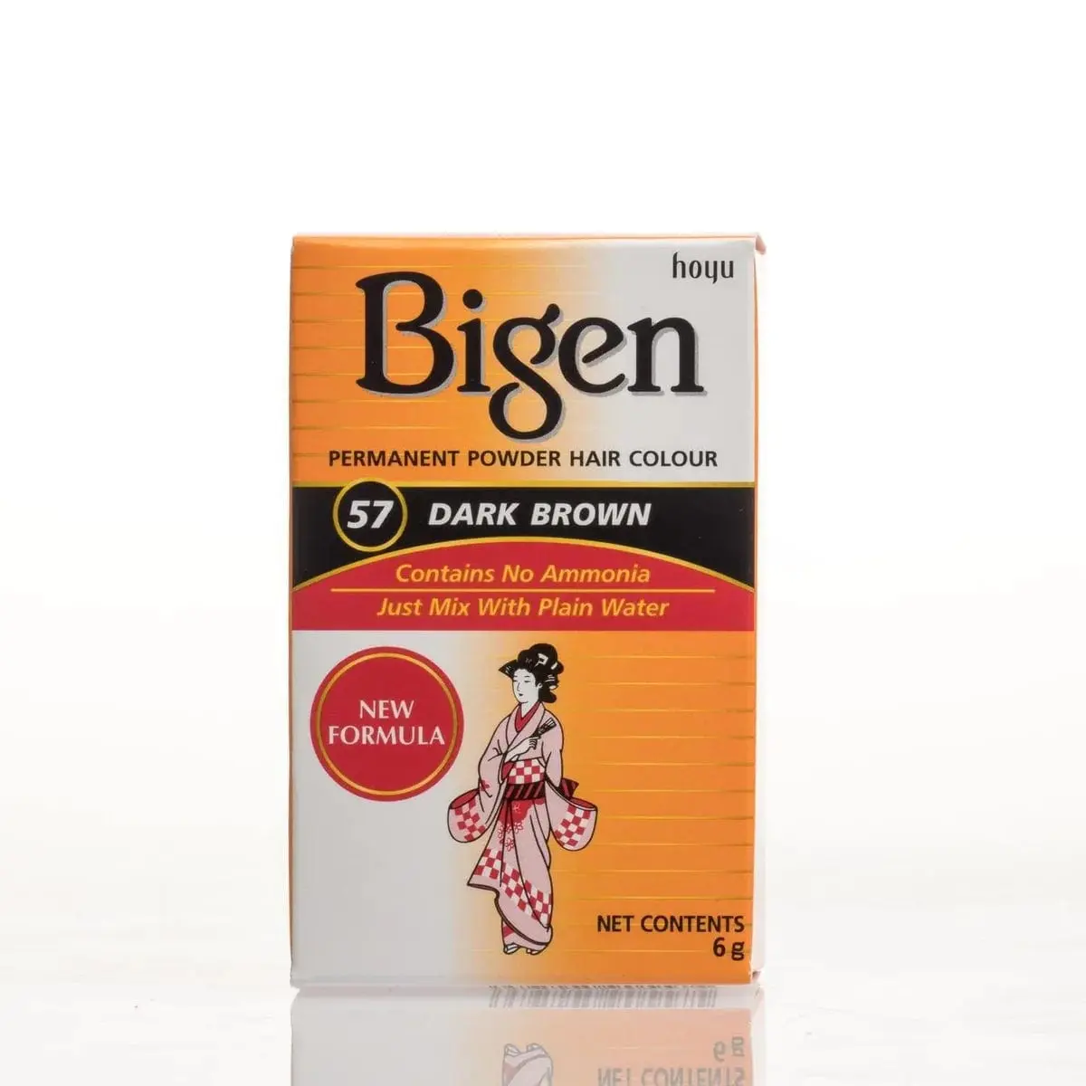 Bigen Powder Hair Color Kit - Peroxide-Free, Color-Safe, Darkening, Non-Bleaching Permanent Dye, 57 Dark Brown Black, 0.21 oz, Gentle Haircare Formula, Peroxide-Free Permanent Color