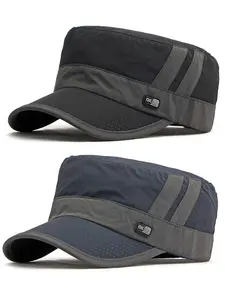 2Pack Mesh Military Cap Summer Army Hats for Men Quick Qry Short Bill Hat Cadet Cap