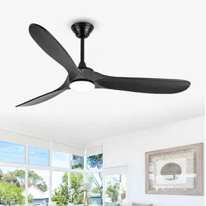 3 Blade Soild Wood Ceiling Fan with Light, Remote Control, 6-Speed, DC Reversible Motor