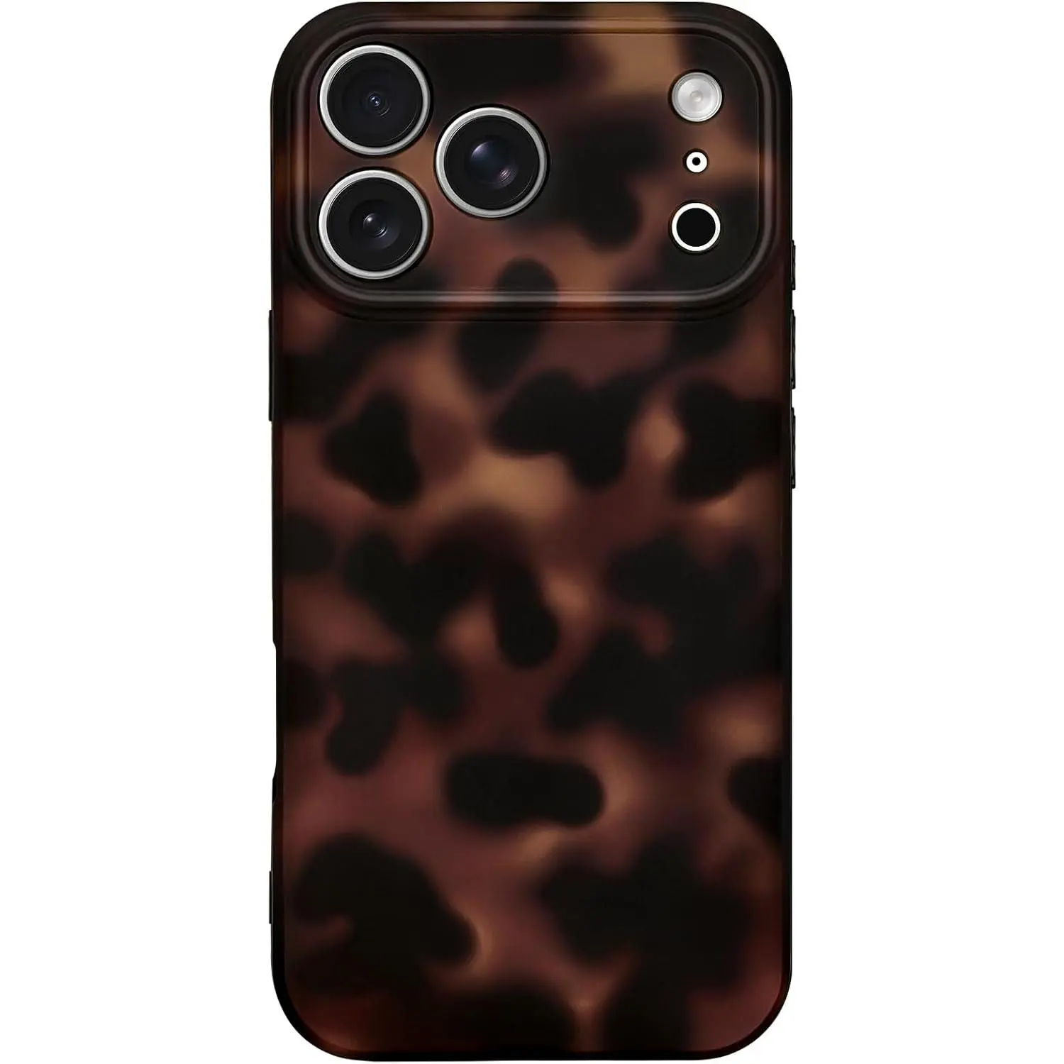 for iPhone 17 Pro Max Case Cute Matte Amber Leopard Print Cheetah Pattern Tortoise Shell Phone Cases Women Men, Slim Anti-Scratch Soft TPU Bumper Shockproof Rubber Protective Cover, Brown Amber