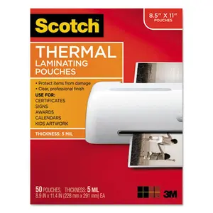 212 MAIN 5 mil Thermal Laminating Pouches, Letter Size, 5milthickness, Glossy Finish, Moisture Resistant, Document Protection (3M Commercial Tape Division), Glossyfinish