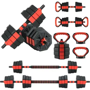4-in-1 Adjustable Dumbbell Set 66LBS - Octagonal Anti-Slip Free Weights - Converts to Barbell, Kettlebell & Push-up Stand with Connector - Multifunctional Home Gym Strength Training Equipment for Men & Women - Versatile Weight Set