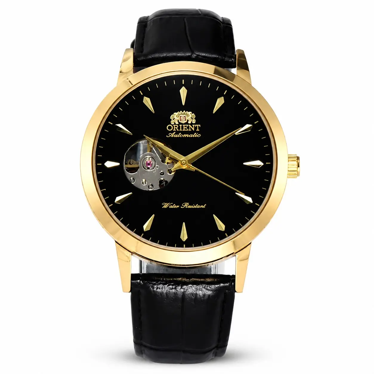 Men's Classic Semi-Skeleton Automatic Mechanical Watch - Open Heart Skeleton Dial, Round Polished Case, Croco Strap, Business Wear Wristwatch, Premium Gentleman's Gift