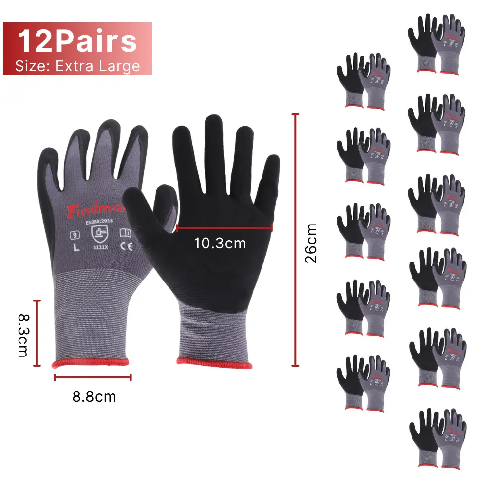 12 Pairs Extra Large Work Gloves