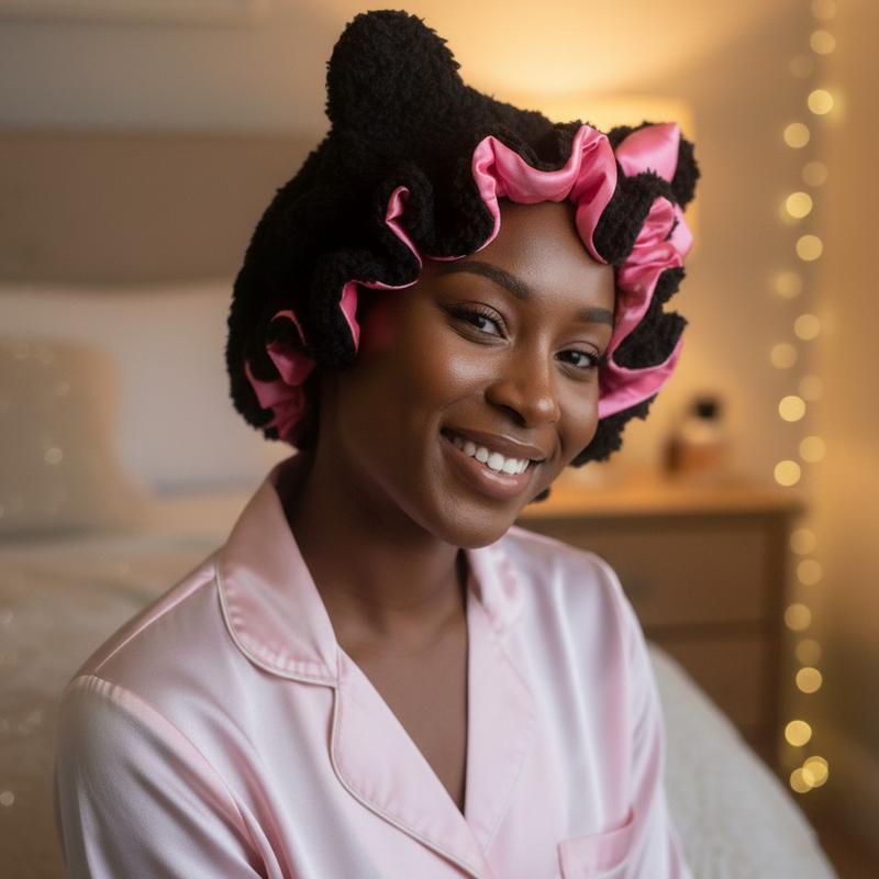 Luxury Teddy Bonnet Black and Pink