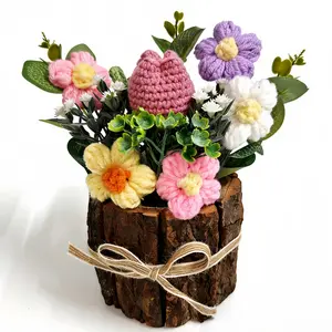 Artificial Tulip Knitted Flower for Indoor Decoration, Room Decor, Perfect Valentine's Day Gift for Loved Ones