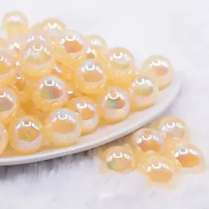 16mm Yellow Opalescence Bubblegum Bead