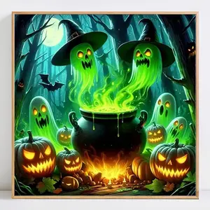 Ghost Pumpkin Diamond Painting Kit, DIY Art Craft Set for Adults & Kids, Perfect Halloween Gift Idea, No Frame Required
