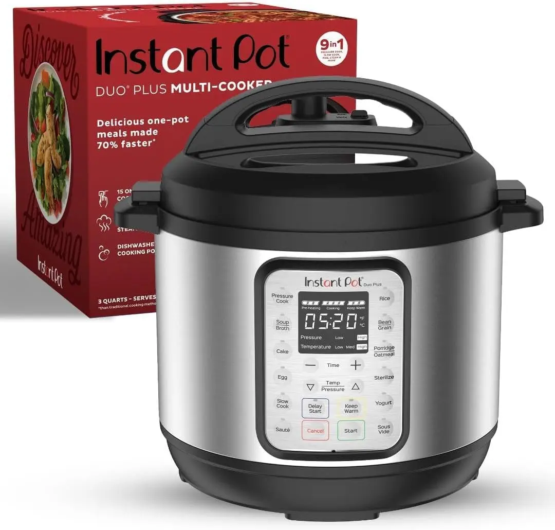 Duo Plus 9-in-1 Multicooker, Pressure Cooker, Slow Cook, Rice Maker, Steamer, Sauté, Yogurt, Warmer & Sterilizer, Includes App With Over 800 Recipes, Stainless Steel, 6 Quarts