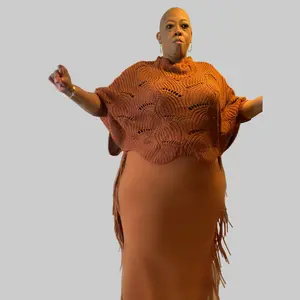 Burnt Orange Fringed Maxi Skirt