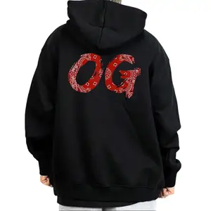 Men's Oversized OG Bandana Graphic Hoodie - Chicano Streetwear, Original Gangster Style, Unisex, Heavyweight Cotton Fabric, Comfortable Loose Fit, Long Sleeve Casual Menswear Top