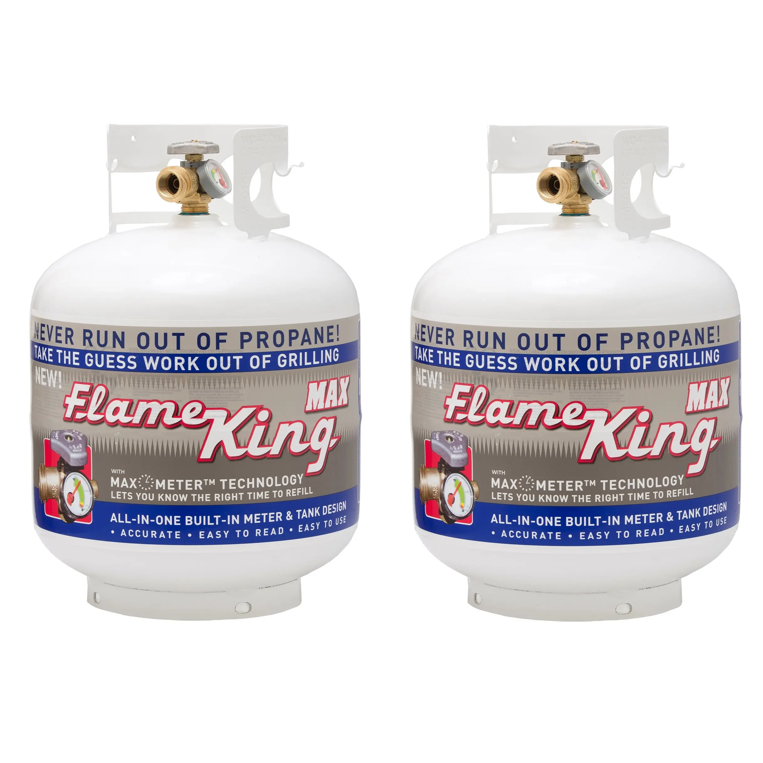 Flame King (2-pack) 20LB EMPTY Steel Propane Tank LP Cylinder with OPD Valve and Built-in Gauge, for Grills and Barbecues