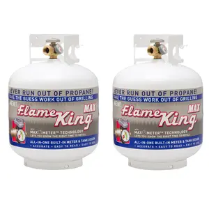 Flame King (2-pack) 20LB EMPTY Steel Propane Tank LP Cylinder with OPD Valve and Built-in Gauge, for Grills and Barbecues