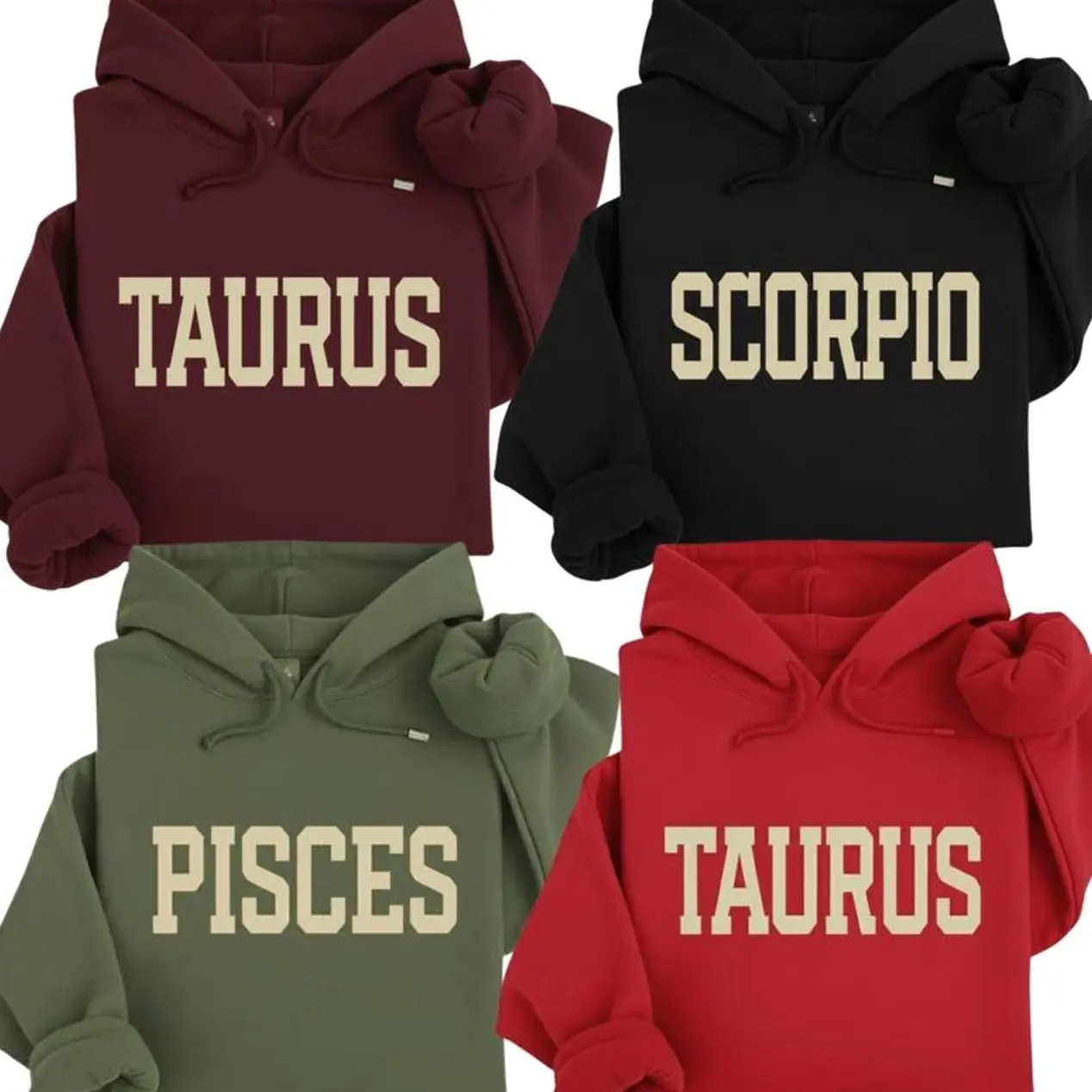 [Full 12 Zodiac] Minimalist Zodiac Hoodie – Astrology Sign Crewneck for Men and Women, Cozy Horoscope Pullover with Bold College Letter Design, Perfect Gift for Zodiac Lovers