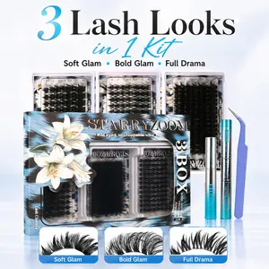 3-Look DIY Lash Cluster Kit / All-in-One Cluster Lash Kit / Soft Glam to Full Drama / Party & Festival Lash Kit