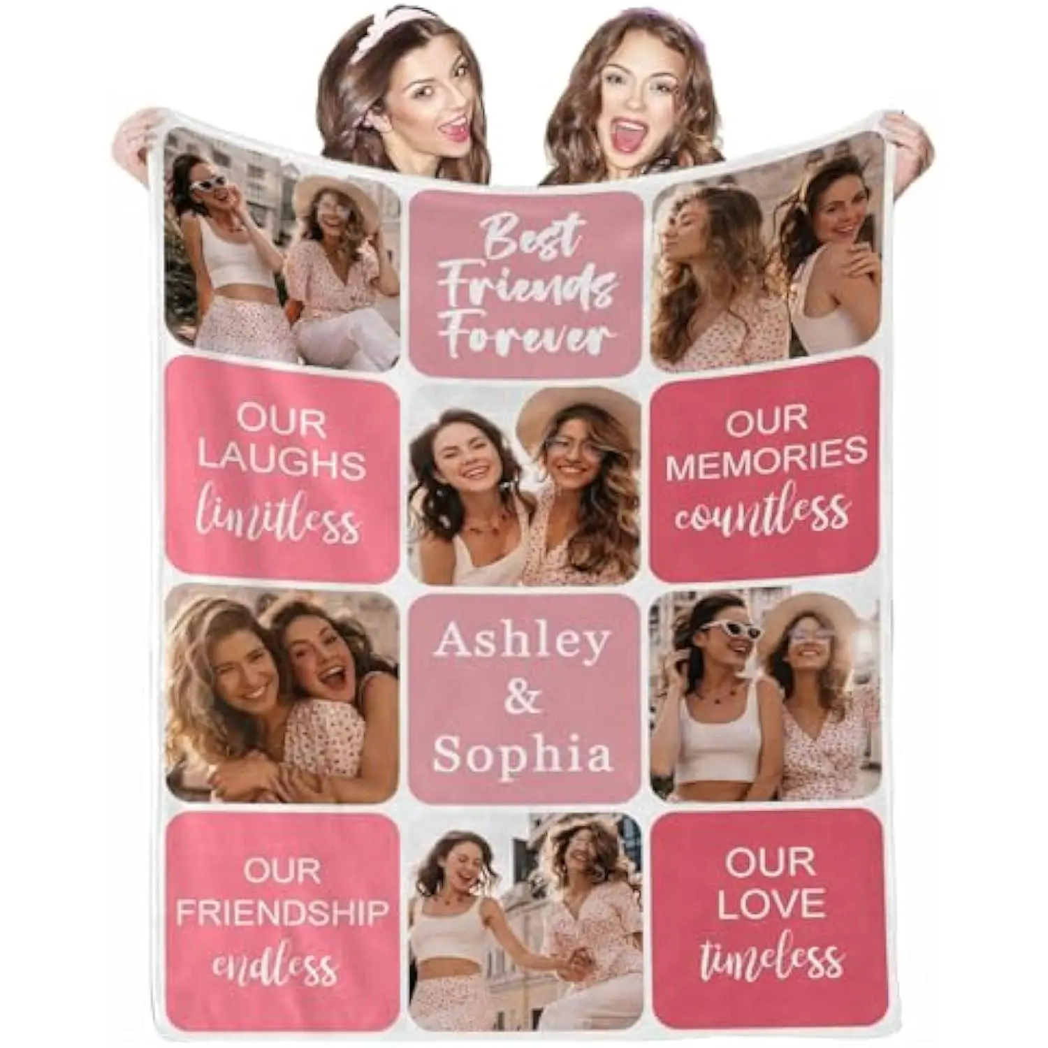 Eyesoul Best Friend Theme Customizable Photo Collage Blanket - Wrinkle Resistant, Breathable, Classic, Custom Picture Gift for Loved Ones