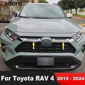 Front Upper Grille Cover Trim For Toyota RAV4 RAV 4 LE XLE 2019 2020 2021 2022 2023 2024 Carbon Car Front Grills Molding Trims